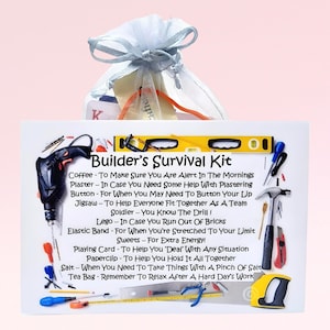 Builder's Survival Kit ~ Leuk nieuwigheid cadeau en kaartalternatief | Verjaardagscadeau | Wenskaarten | Uniek gepersonaliseerd cadeau voor een bouwer