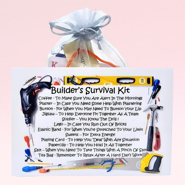 Builder's Survival Kit ~ Fun Novelty Gift & Card Alternative | Birthday Present | Greeting Cards | Personalised   Gift for a Builder