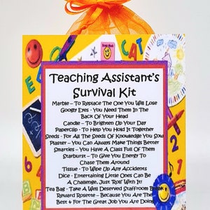 Teaching Assistant's Survival Kit ~ Fun Novelty Gift & Card | Birthday Present | Greeting Cards | Personalised Thank You Teacher Gift