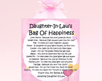 Daughter-in-Law Survival Kit (bag of happiness) ~ Fun Novelty Gift & Card | Birthday Present | Greeting Cards | Unique Keepsake Gift
