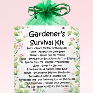 Kit de supervivencia para jardineros: regalo divertido y novedoso y alternativa a las tarjetas / regalo de cumpleaños / tarjetas de felicitación / regalo personalizado para un jardinero