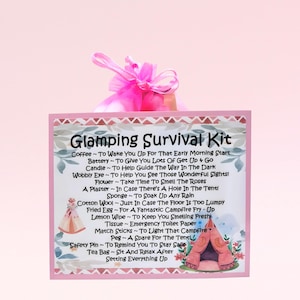 Kit de sobrevivência para glamping ~ Presente e cartão divertidos e inovadores | Presente de aniversário | Cartões comemorativos | Presente exclusivo para um fã de acampamento | Lembrança personalizada
