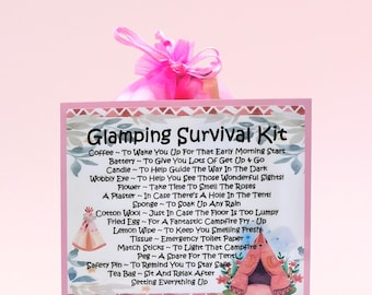 Glamping Survival Kit ~ Fun Novelty Gift & Card | Birthday Present | Greeting Cards | Unique Gift for a Camping Fan | Personalised Keepsake