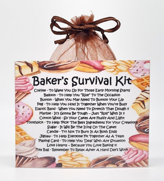 Baker's Survival Kit Fun, Novelty Gift & Card Alternative Xmas Present  Birthday Greeting Cards Unique Baker Gift Secret Santa 