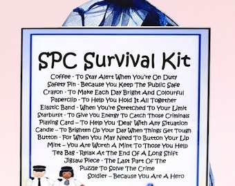 Kit de supervivencia SPC ~ Regalo divertido y novedoso, alternativa a las tarjetas, regalo de cumpleaños, tarjetas de felicitación, recuerdo, regalo policial personalizado único.