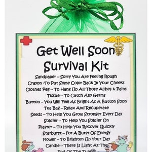 Get Well Soon Survival Kit Fun Novelty Gift &amp; Card / | Etsy UK