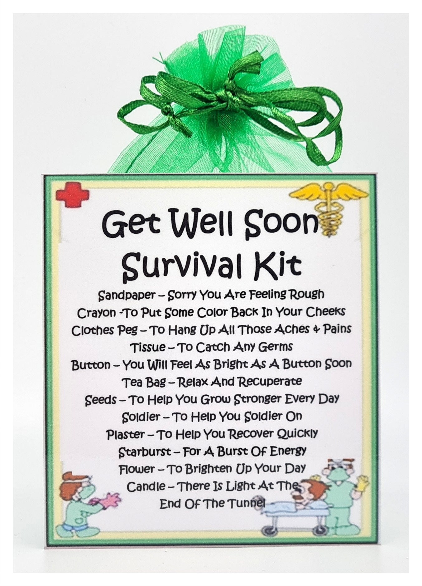 Get Well Soon Survival Kit Fun Novelty Gift &amp; Card / | Etsy UK