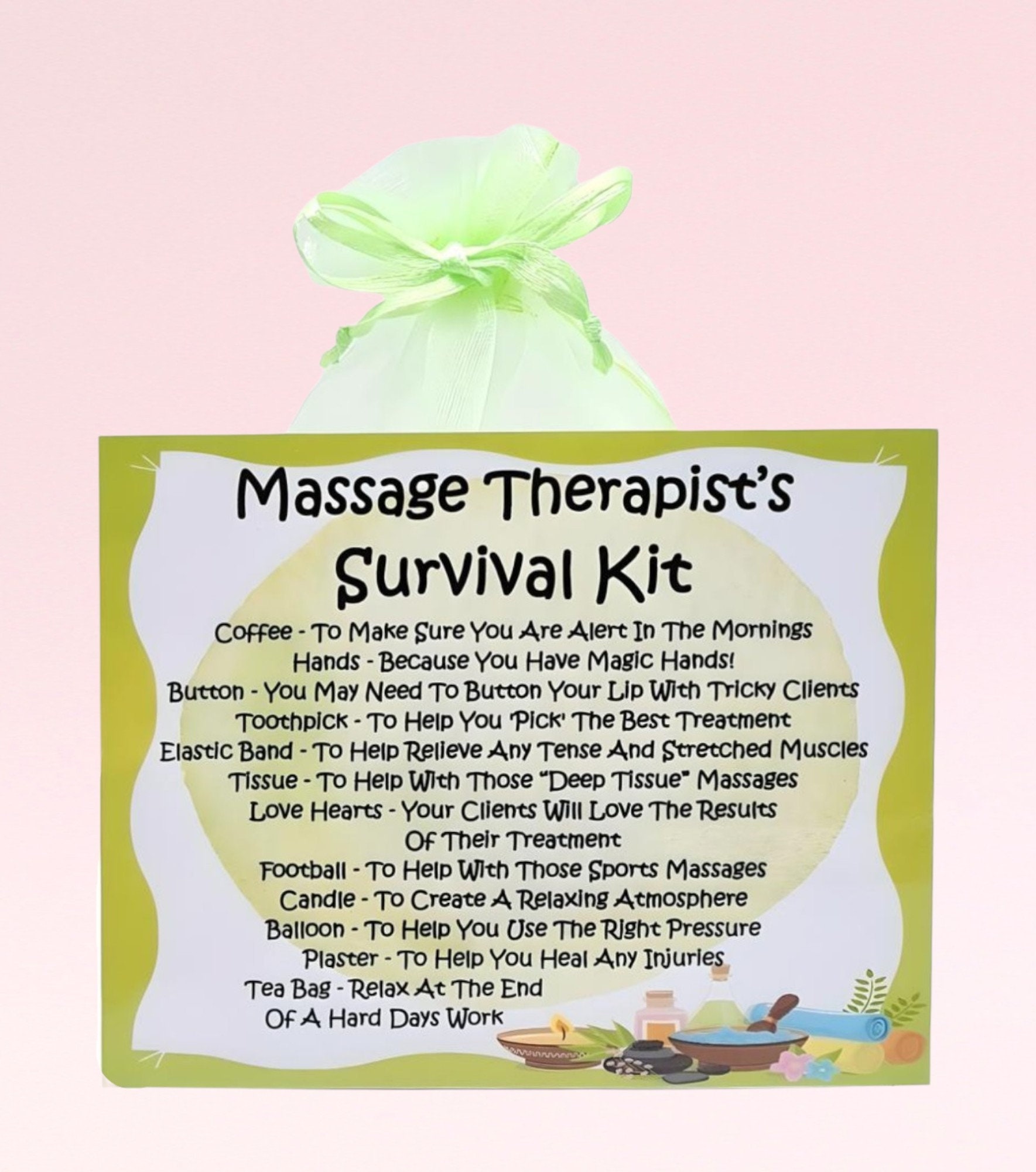 Massage Therapist's Survival Kit ~ Fun Novelty Gift & Card | Birthday Present | Greeting Cards | Unique Personalised Gift | Keepsake