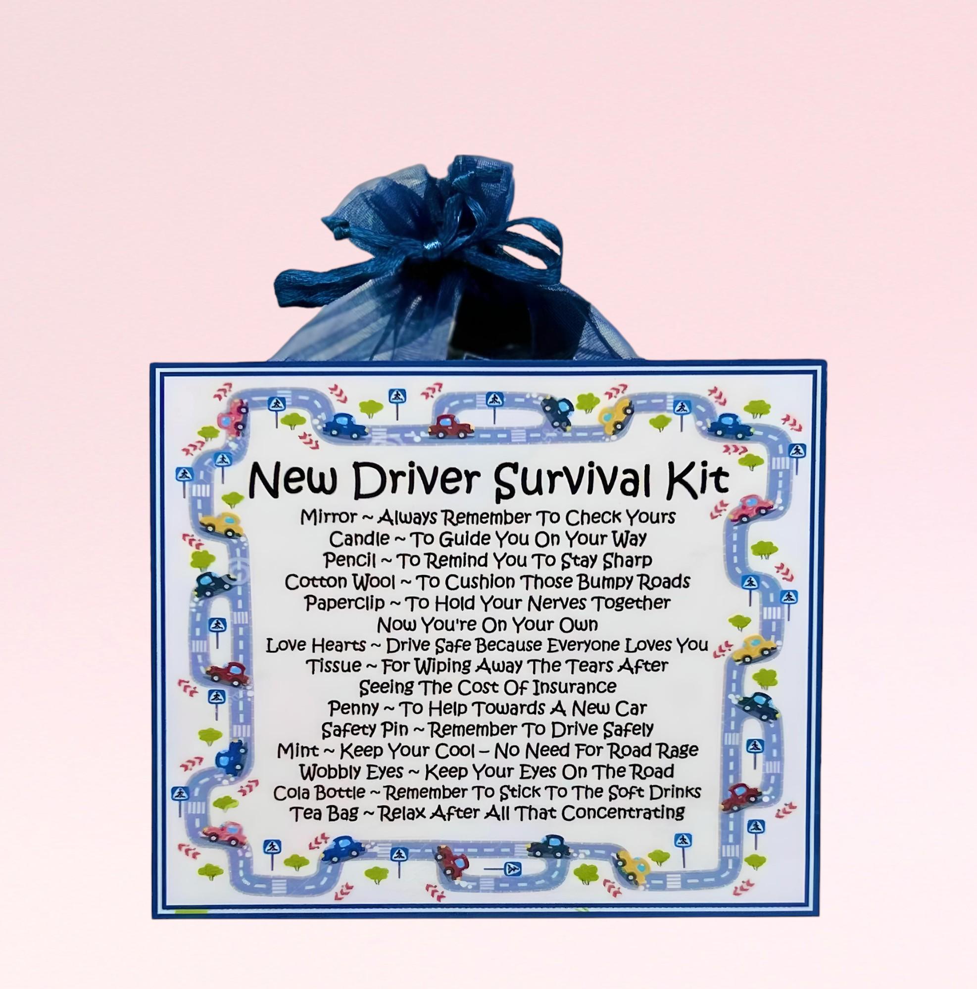 New Driver Survival Kit ~ Fun Novelty Congratulations Gift & Keepsake | Present | Greeting Cards | Passing Driving Test | Personalised Gift