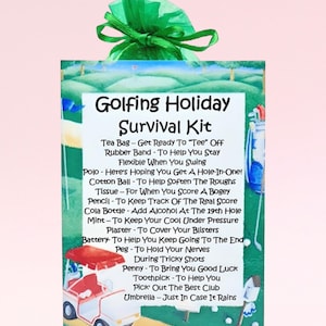 Kit de supervivencia para vacaciones de golf ~ Regalo divertido y novedoso y alternativa de tarjetas / Regalo de cumpleaños / Tarjetas de felicitación / Regalo de recuerdo para un golfista