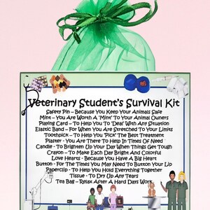Kit de supervivencia para estudiantes de veterinaria ~ Regalo y tarjeta novedosos y divertidos / Regalo de cumpleaños / Tarjetas de felicitación / Regalo veterinario personalizado / Buena suerte / Recuerdo