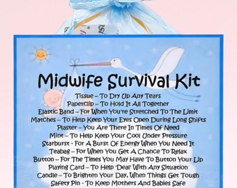 Hebamme Survival Kit ~ lustige Neuheit Geschenk & Kartenalternative | Geburtstagsgeschenk | Grußkarten | Personalisiertes Geschenk für eine Hebamme Vielen Dank