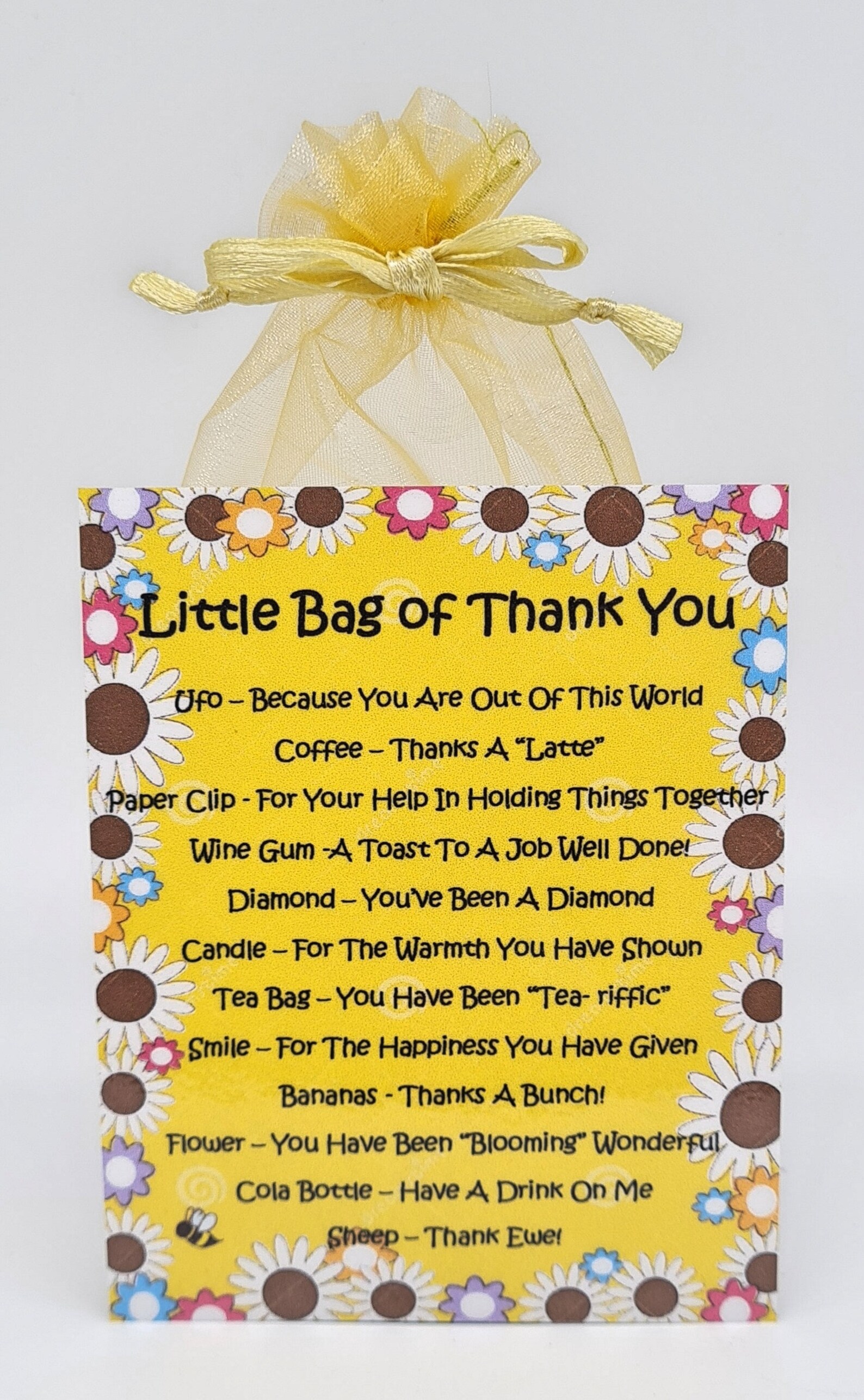 Little Bag of Thank You Unique Fun Novelty Gift & Greetings Etsy