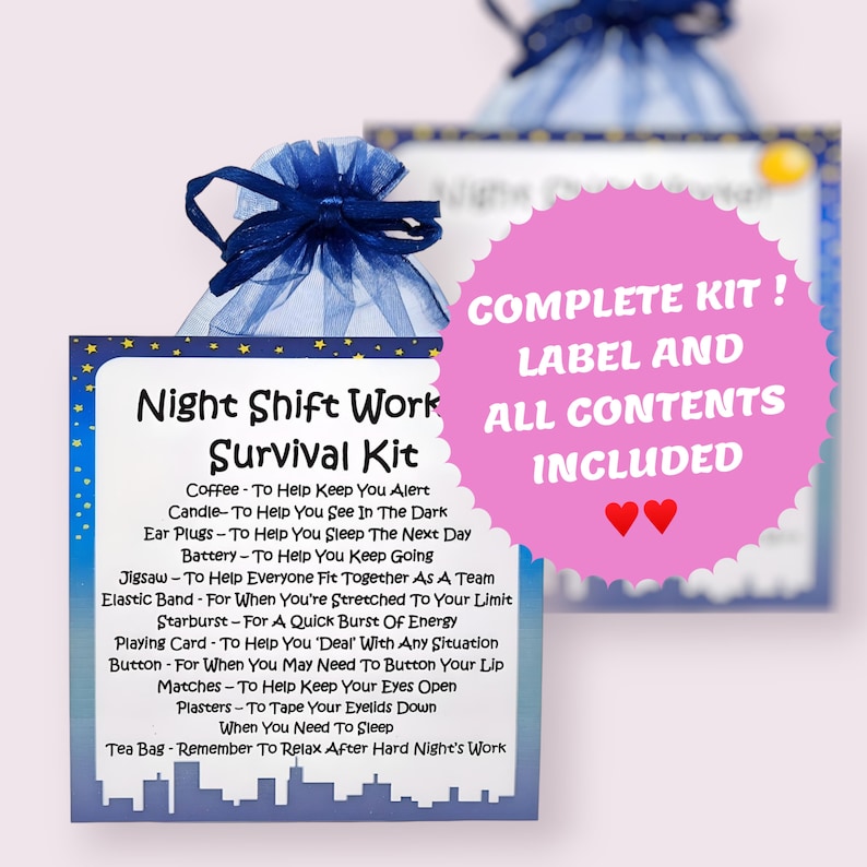 Night Shift Worker Survival Kit ~ Fun Novelty Gift & Card Alternative | Birthday Present | Greeting Cards | Unique Personalised Gift