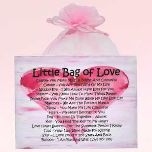 Little Bag of Love ~ Regalo originale e sentimentale unico e biglietto d'auguri / regalo ricordo / regalo di compleanno / regalo d'amore / regalo di San Valentino