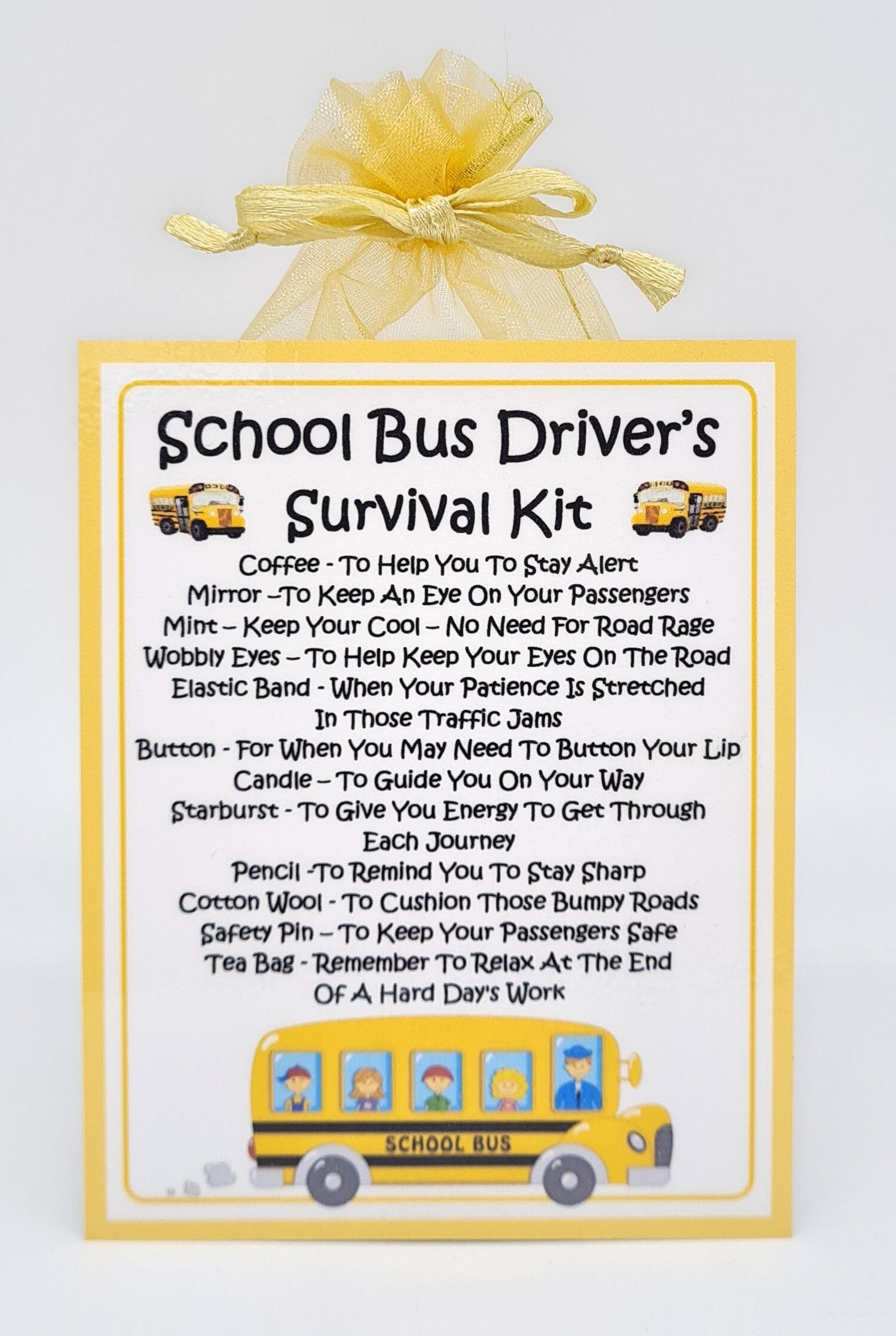 Kit de supervivencia para conductores de autobús escolar (EE. UU.) ~ Regalo  y tarjeta novedosos y divertidos / Regalo de cumpleaños / Tarjetas de  felicitación / Agradecimiento / Regalo personalizado - Etsy México, image size:1499x2234