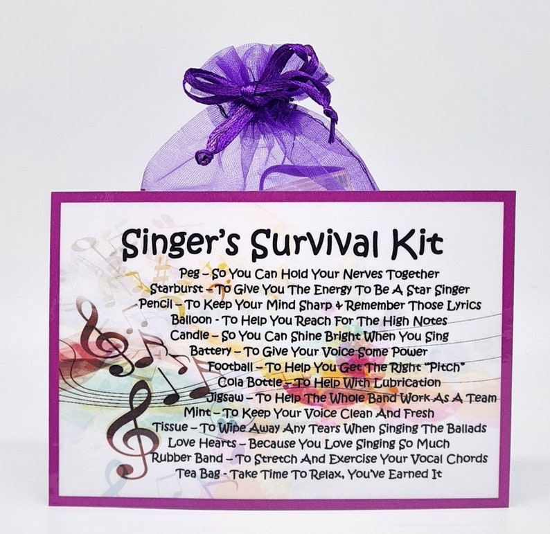 Singer's Survival Kit Fun Novelty Gift & Card Alternative Birthday Present Greeting Cards Personalised Gift for a Singer Keepsake image 5