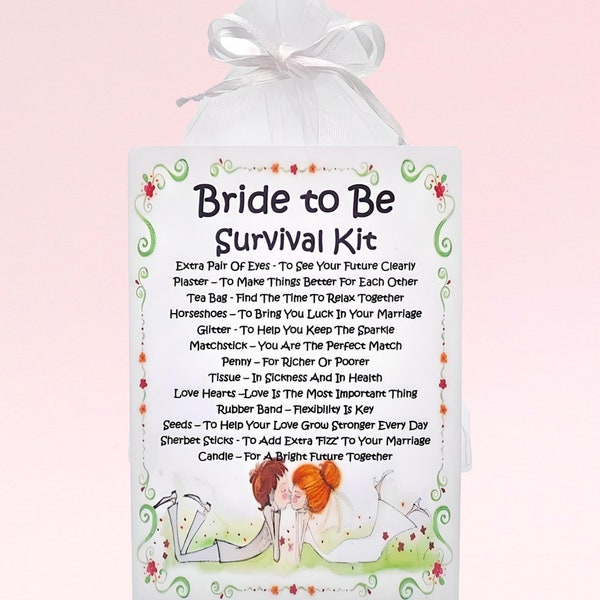 Bride to be Survival Kit - Unique Fun Novelty Wedding Gift & Keepsake for a Bride to Be | Hen Night Gift | Bridal Shower | Personalised Gift