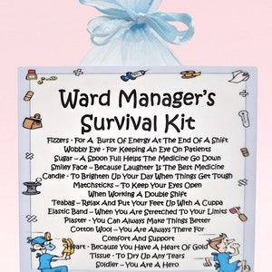 Kit de sobrevivência do gerente da ala ~ Presente e cartão divertidos e inovadores | Presente de aniversário | Cartões comemorativos | Presente do gerente da ala | Lembrança personalizada