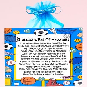 Bolsa de felicidad para nietos ~ Regalos y tarjetas novedosos y divertidos / Regalos de cumpleaños / Tarjetas de felicitación / Recuerdos personalizados para un nieto