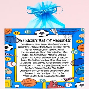 Grandson's Bag of Happiness ~ Fun Novelty Gift & Card | Birthday Present | Greeting Cards | Personalised Keepsake Gift for a Grandson