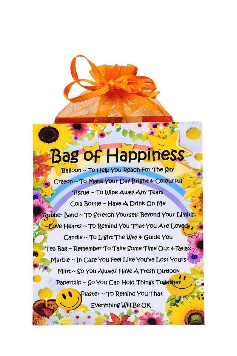 Bag of Happiness ~ Fun Novelty Gift & Card | Birthday Present | Greeting Cards | Keepsake | Cheer Up Gift | Friend Birthday | Keepsake