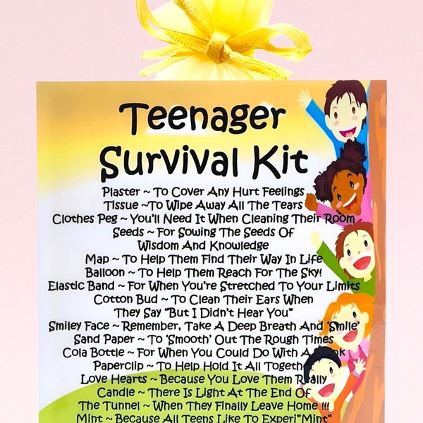 Teenager Survival Kit ~ Fun Novelty Gift & Greetings Card | Keepsake | Birthday Present | Unique Funny Personalised Gift For Parents