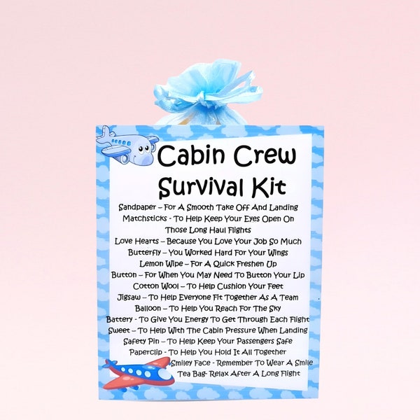 Cabin Crew Survival Kit ~ Fun Novelty Gift & Card Alternative | Birthday Present | Greeting Cards | Personalised Cabin Crew Gift | Keepsake