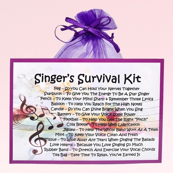 Singer's Survival Kit ~ Fun Novelty Gift & Card Alternative | Birthday Present | Greeting Cards | Personalised Gift For A Singer | Keepsake