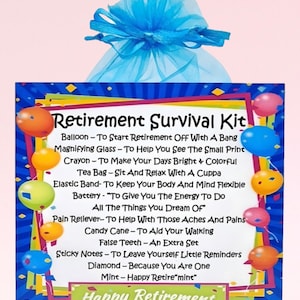 Retirement Survival Kit ~ Fun Novelty Gift | Good Luck | Goodbye Gift & Keepsake | Retirement Gift | Farewell | Personalised Retiring Gift