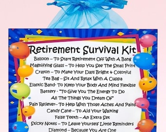Retirement Survival Kit ~ Fun Novelty Gift | Good Luck | Goodbye Gift & Keepsake | Retirement Gift | Farewell | Personalised Retiring Gift