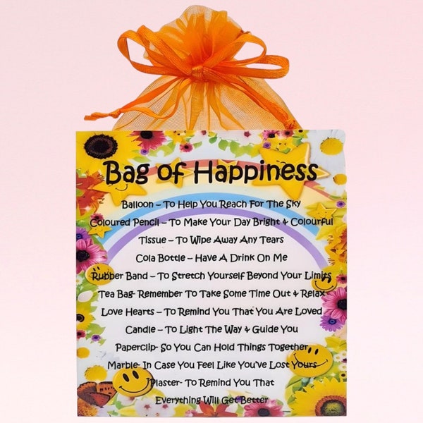 Bag of Happiness ~ Fun Novelty Gift & Card | Birthday Present | Greeting Cards | Sentimental Keepsake | Cheer Up Gift | Friend Birthday