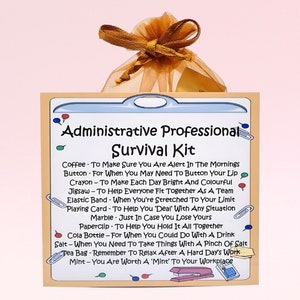 Kit de sobrevivência profissional administrativo ~ Presente de novidade divertido e alternativa de cartão | Presente de aniversário | Cartões comemorativos | Lembrança