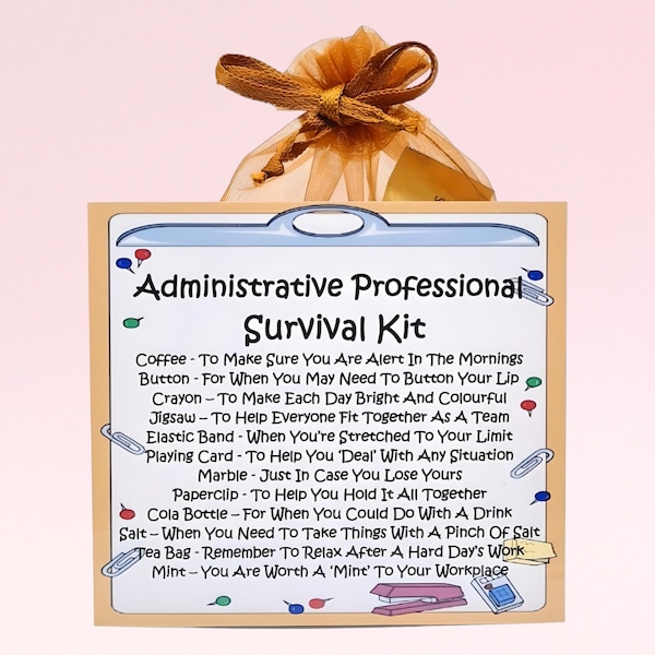 Administrative Professional Survival Kit ~ Fun Novelty Gift & Card Alternative | Birthday Present | Greeting Cards | Personalised Keepsake