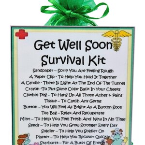 Get Well Soon Survival Kit Fun Novelty Gift &amp; Card / - Etsy