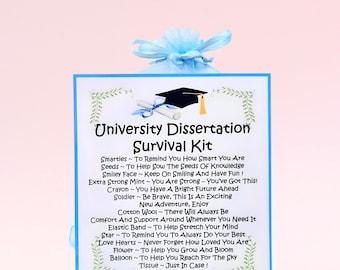 University Dissertation Survival Kit ~ Fun Novelty Gift & Card Alternative | Greeting Cards | Personalised University Good Luck Gift