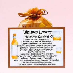 Kit de supervivencia para amantes del whisky: regalo divertido y novedoso y alternativa a las tarjetas, regalo de cumpleaños, tarjetas de felicitación y recuerdos personalizados