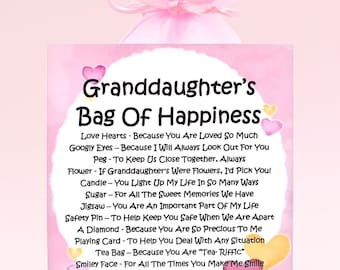 Granddaughter's Survival Kit (Bag of Happiness) ~ Fun Novelty Gift & Card | Birthday Present | Greeting Cards | Personalised Keepsake