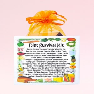 Kit de survie avec régime ~ Cadeau et carte fantaisie | Cadeau d'anniversaire | Cartes de voeux | Cadeau réconfortant | Souvenir personnalisé | Encouragement au régime