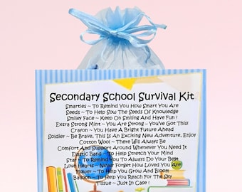 Secondary School Survival Kit ~ Fun Novelty Gift & Card Alternative | Present | Greeting Cards | Unique School Leaver Gift | New School