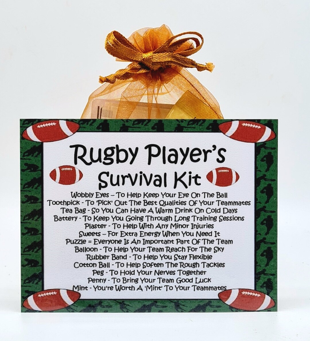 Rugby Player's Survival Kit Fun Novelty Gift & Card Xmas Present