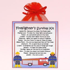 Firefighter's Survival Kit - Fun Novelty Gift & Card | Birthday Present | | Greeting Cards | Unique Firefighter Gift | Personalised Keepsake