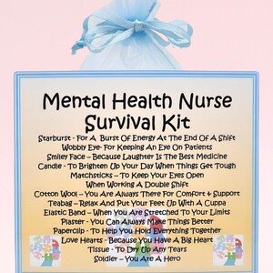 Kit de supervivencia para enfermeras de salud mental ~ Regalo divertido y novedoso, alternativa a las tarjetas, regalo de cumpleaños, tarjetas de felicitación, regalo personalizado único
