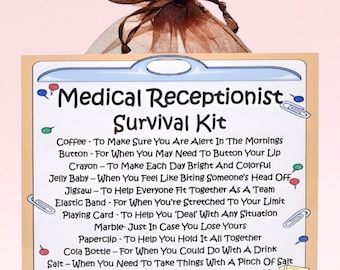 Medical Receptionist Survival Kit ~ Fun Novelty Gift & Card Alternative | Birthday Present | Greeting Cards | Unique Personalised Keepsake