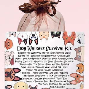 Kit de survie pour promeneur de chien ~ Alternative amusante au cadeau et à la carte | Cadeau d'anniversaire | Cartes de voeux | Cadeau pour un promeneur de chien | Merci