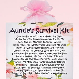 Tante&#39;s Survival Kit ~ Lustige Geschenk- & Kartenalternative | Geburtstagsgeschenk | Grußkarten | Personalisierte Andenken für Tante