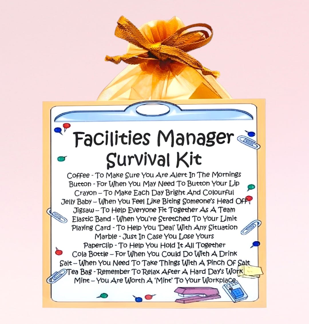 Facilities Manager Survival Kit ~ Fun Novelty Gift & Card Alternative ...