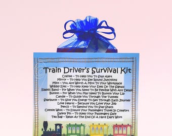 Train Driver's Survival Kit ~ Fun, Novelty Gift & Card Alternative | Birthday Present | Greeting Cards | Gift for a Train Driver