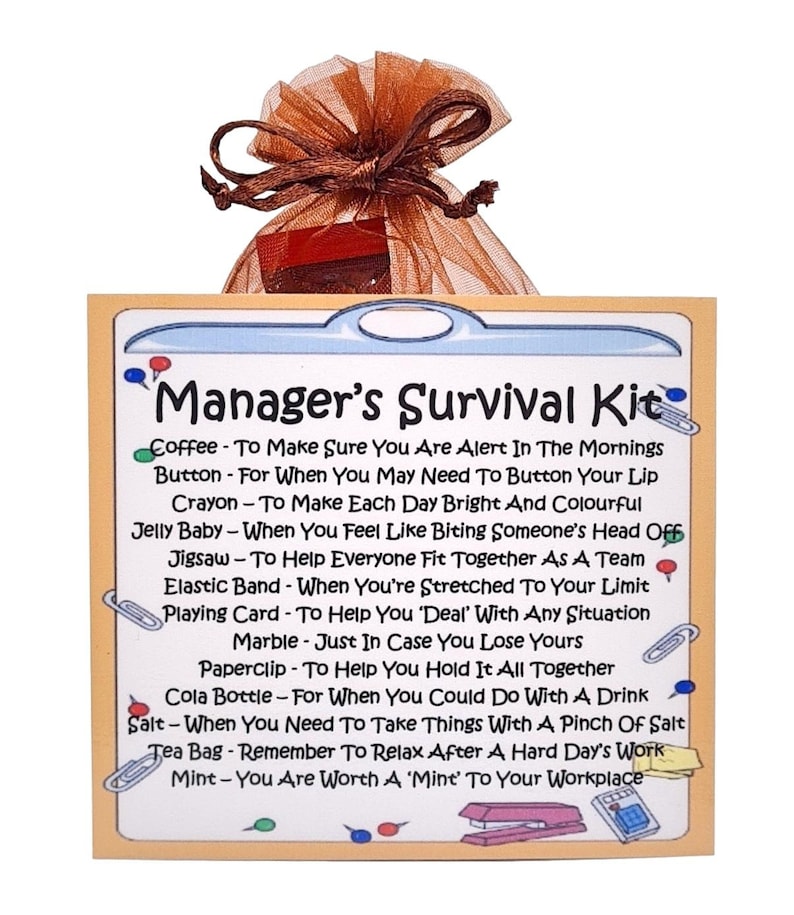 Manager's Survival Kit Fun Novelty Gift & Card Alternative Birthday Present Greeting Cards Unique Personalised Gift for a Manager image 3