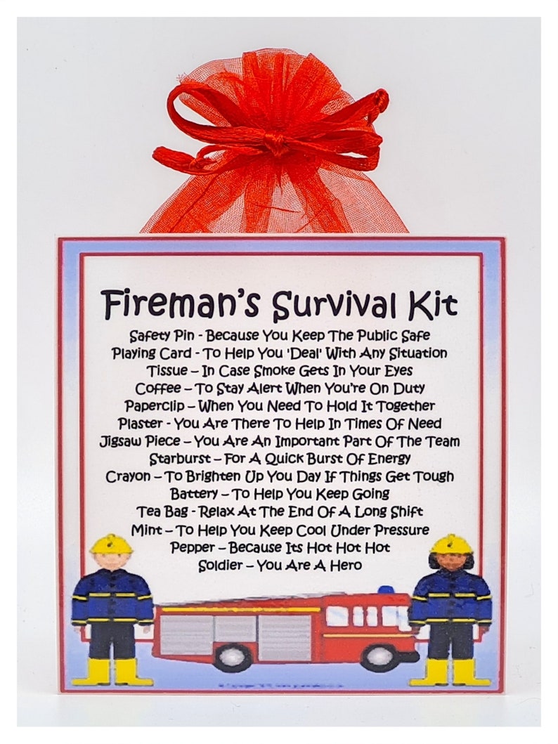 Fireman's Survival Kit Fun novelty gift and greetings | Etsy